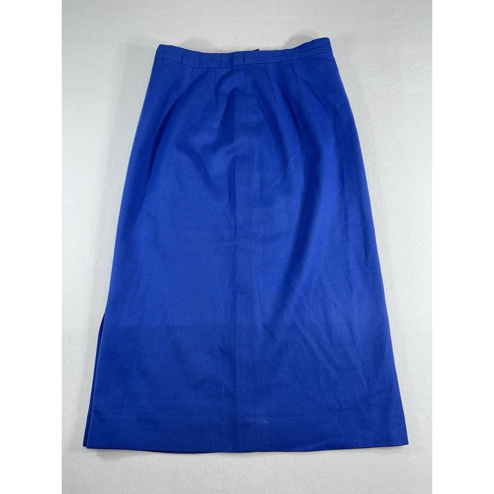 Vintage Pendleton Wool Midi Skirt Blue High Waist Pencil A-Line Made in USA 8